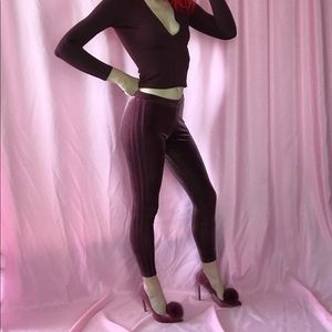 Adidas Maroon Velvet Leggings